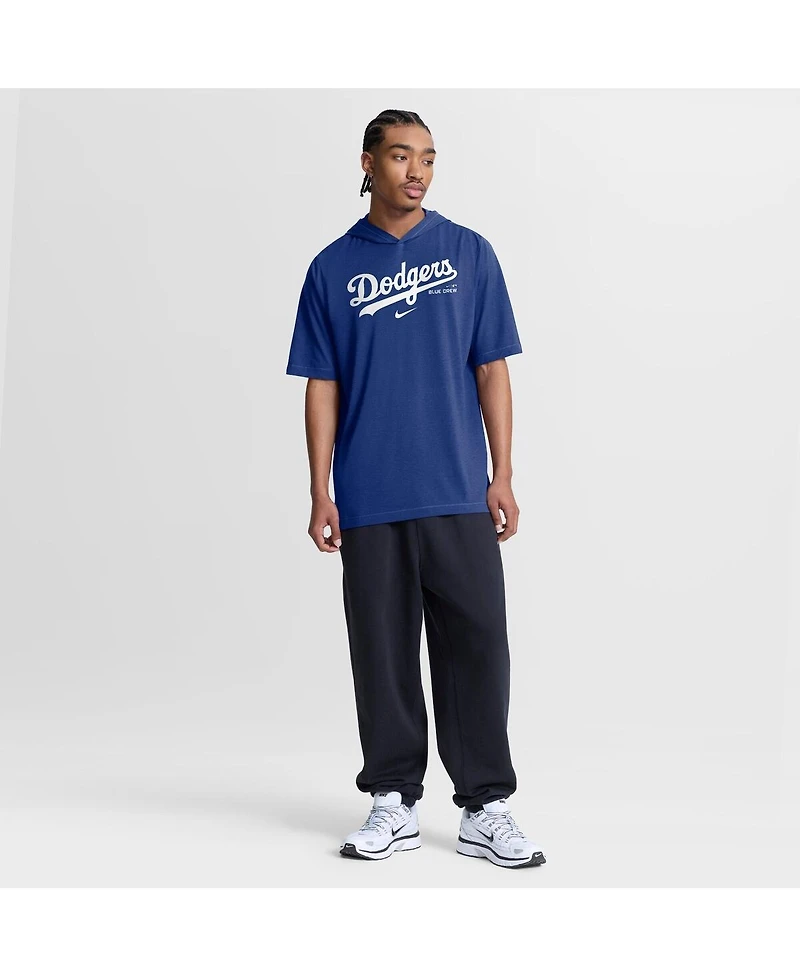 Nike Men's Royal Los Angeles Dodgers Arched Wordmark Tri-Blend Hooded T-Shirt