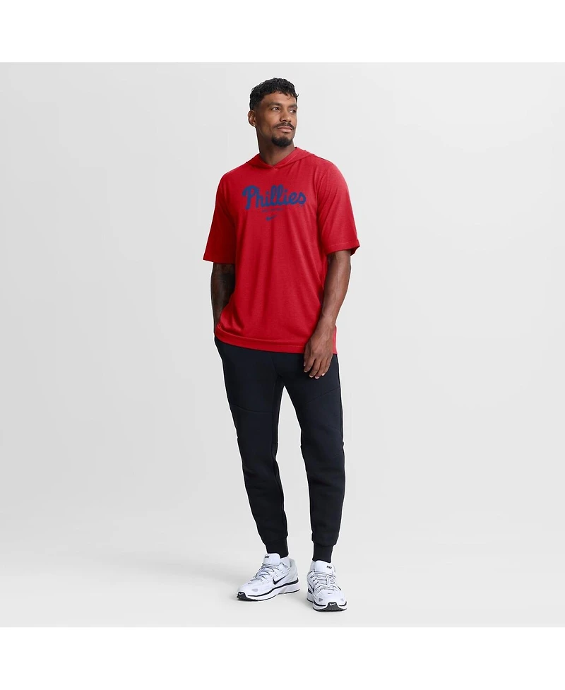 Nike Men's Red Philadelphia Phillies Arched Wordmark Tri-Blend Hooded T-Shirt