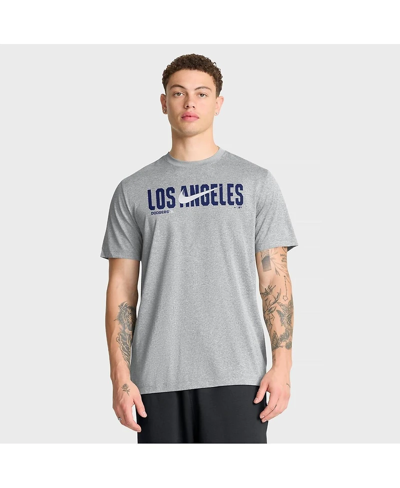 Nike Men's Heather Gray Los Angeles Dodgers Swoosh Legend Dri-fit T-Shirt
