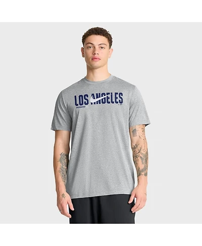 Nike Men's Heather Gray Los Angeles Dodgers Swoosh Legend Dri-fit T-Shirt