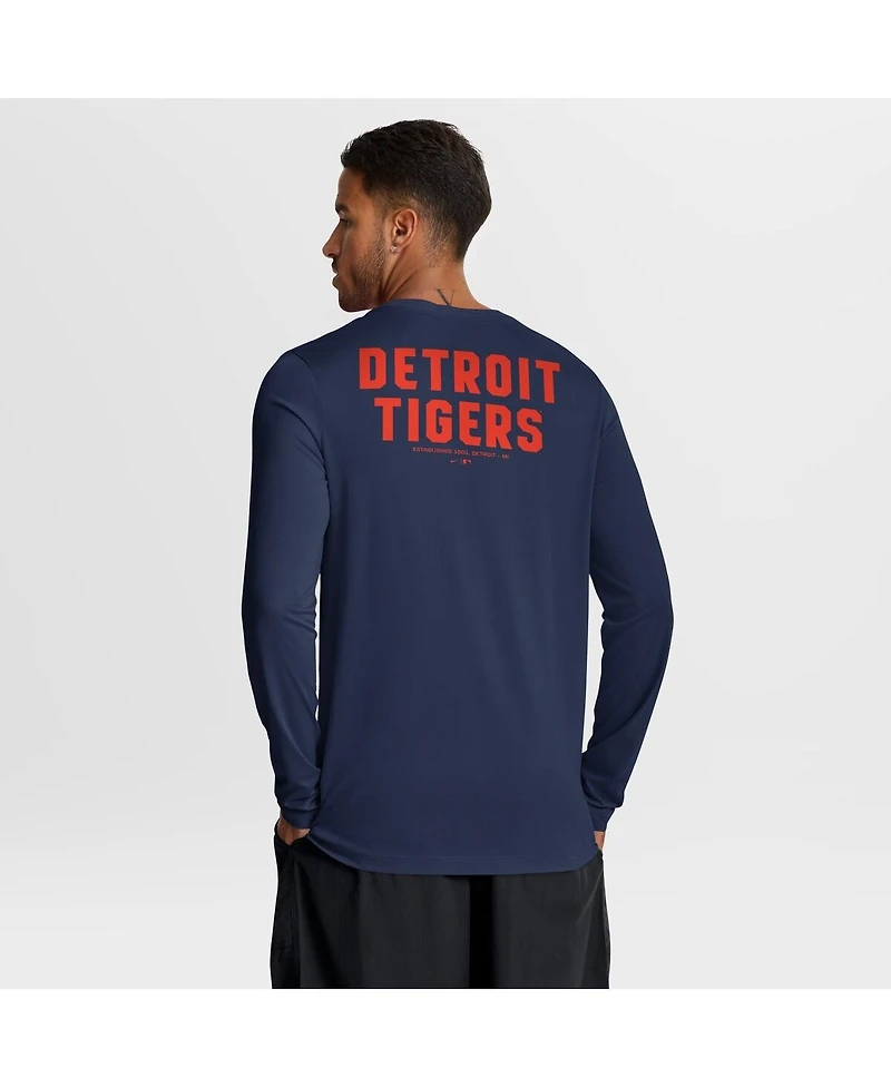 Nike Men's Navy Detroit Tigers 2-Hit Legend Dri-fit Long Sleeve T-Shirt