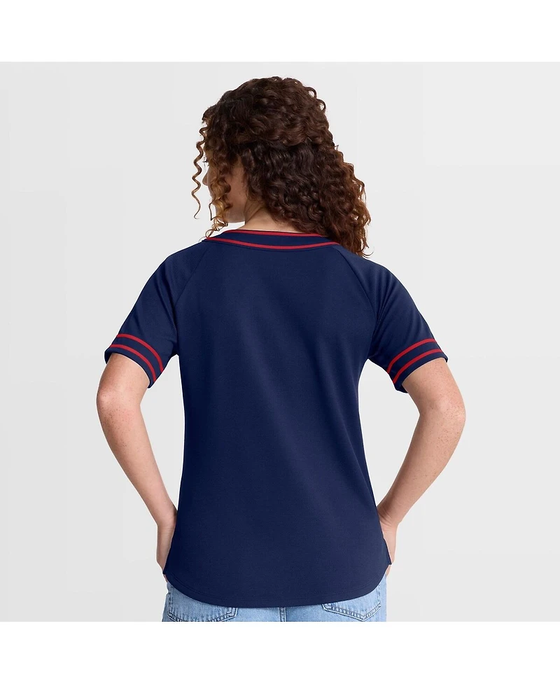 Fanatics Women's Navy Boston Red Sox Diva Race Ahead Raglan V-Neck T-Shirt