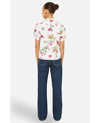 Yumi Women's Cotton Broderie Anglaise Floral Shirt