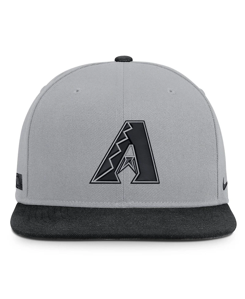 Nike Men's Gray/Black Arizona Diamondbacks Primetime Pro Dri-fit Snapback Hat