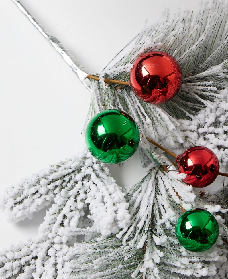 Holiday Lane Christmas Cheer Leaves with Ornaments Pick, Macy's Exclusive