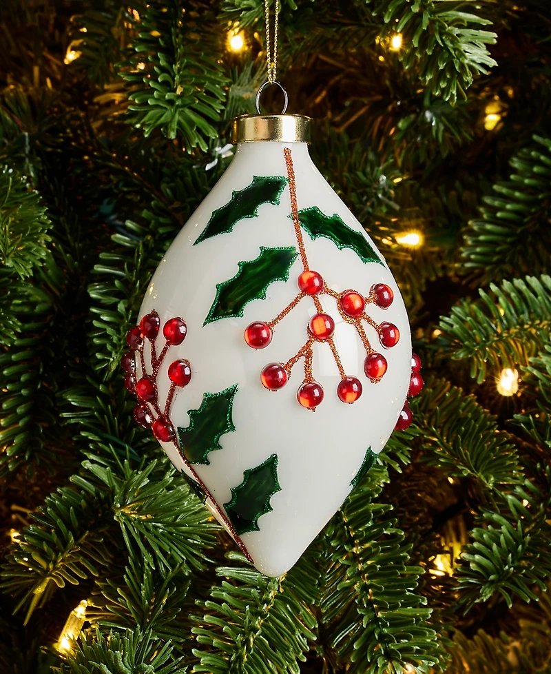 Holiday Lane Christmas Cheer Glass Drop Ornament, Macy's Exclusive