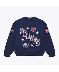 Mitchell & Ness Women's Navy Atlanta Braves Pep Rally Sweatshirt