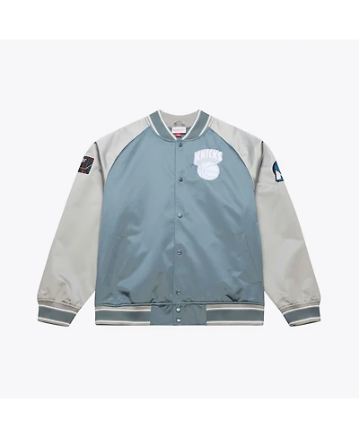 Mitchell & Ness Men's Blue/Silver New York Knicks Thunderstorm Lightweight Satin Full-Snap Jacket