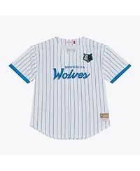 Mitchell & Ness Men's White Minnesota Timberwolves Head Coach Pinstripe Mesh Full-Button Baseball Jersey