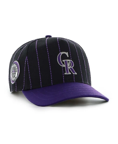 '47 Brand Men's x Rawlings Black/Purple Colorado Rockies Pinstripe Hitch Adjustable Hat