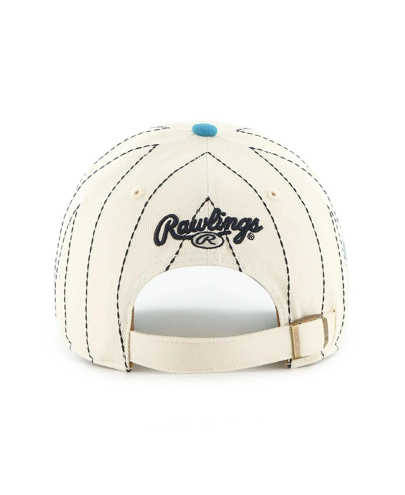'47 Brand Men's x Rawlings Natural/Teal Seattle Mariners Pinstripe Clean Up Adjustable Hat