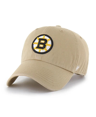 '47 Brand Men's Khaki Boston Bruins Logo Clean Up Adjustable Hat