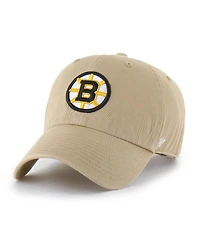 '47 Brand Men's Khaki Boston Bruins Logo Clean Up Adjustable Hat