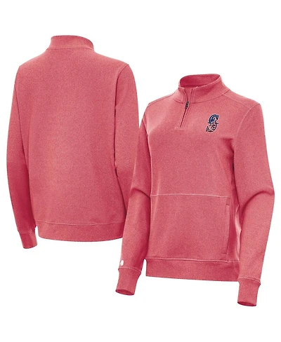 Antigua Women's Heather Red Seattle Mariners Crush Stars and Stripes Team Logo Quarter-Zip Pullover Sweatshirt