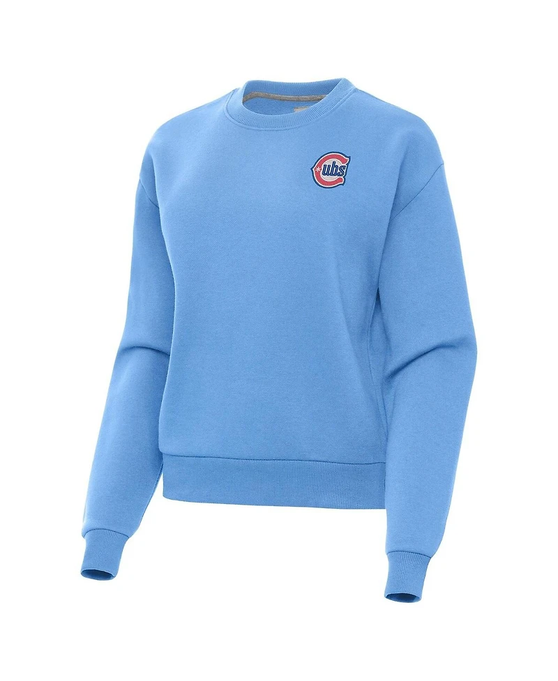 Antigua Women's Powder Blue Chicago Cubs Alternate Logo Victory Pullover Sweatshirt