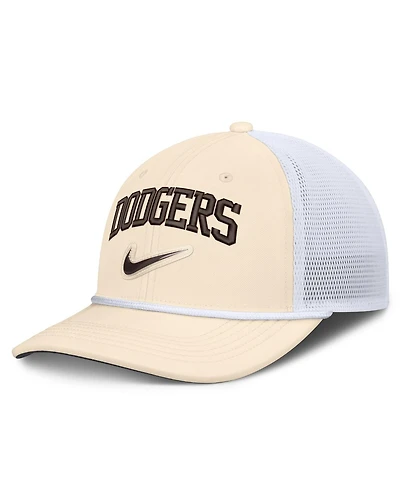 Nike Men's Natural/White Los Angeles Dodgers Rise Dri-fit Trucker Adjustable Hat