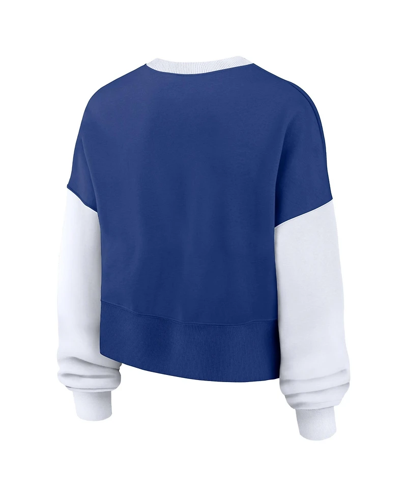 Nike Women's Royal/White New York Mets Oversized High Hip Fleece Sweatshirt