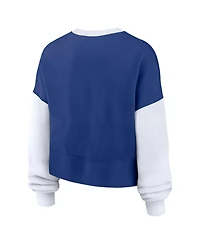 Nike Women's Royal/White New York Mets Oversized High Hip Fleece Sweatshirt