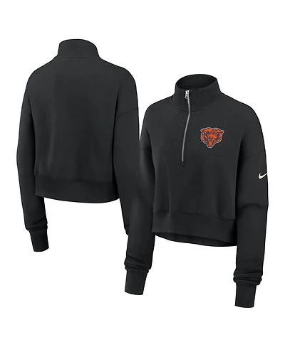 Nike Women's Chicago Bears Legacy Phoenix Fleece Cropped Half-Zip Sweatshirt