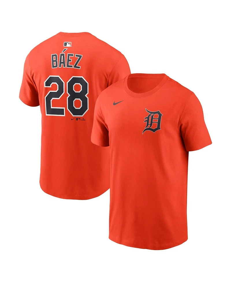 Nike Men's Javier Baez Orange Detroit Tigers Name and Number T-Shirt