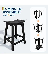 homfan Set of 2 Weatherproof Hdpe Outdoor Patio Bar Stools, Backless Resin Counter Height Chairs with Footrest for Garden Poolside Lawn Bistro Kitchen