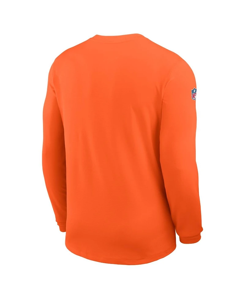 Nike Men's Orange Denver Broncos Sideline Coaches Uv Dri-fit Long Sleeve T-Shirt