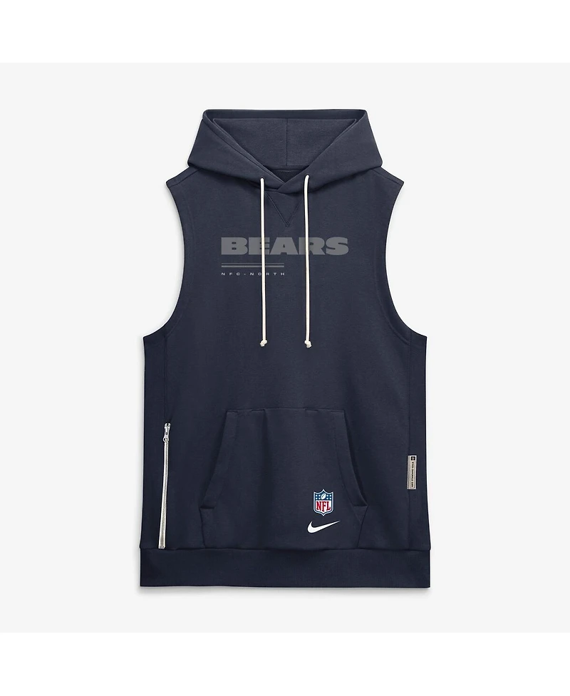 Nike Men's Navy Chicago Bears Sideline Standard Issue Dri-fit Sleeveless Hoodie