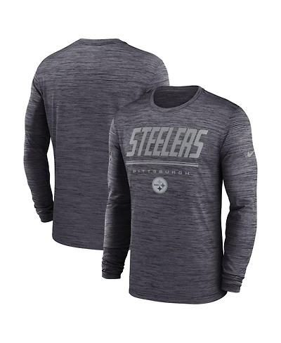 Nike Men's Black Pittsburgh Steelers Sideline Offensive Transition Velocity Dri-fit Long Sleeve T-Shirt
