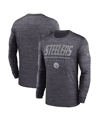 Nike Men's Black Pittsburgh Steelers Sideline Offensive Transition Velocity Dri-fit Long Sleeve T-Shirt