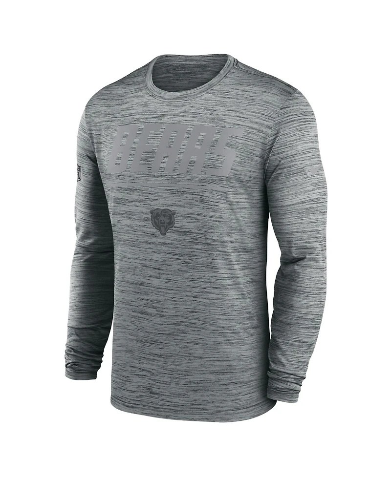Nike Men's Gray Chicago Bears Sideline Offensive Transition Velocity Dri-fit Long Sleeve T-Shirt