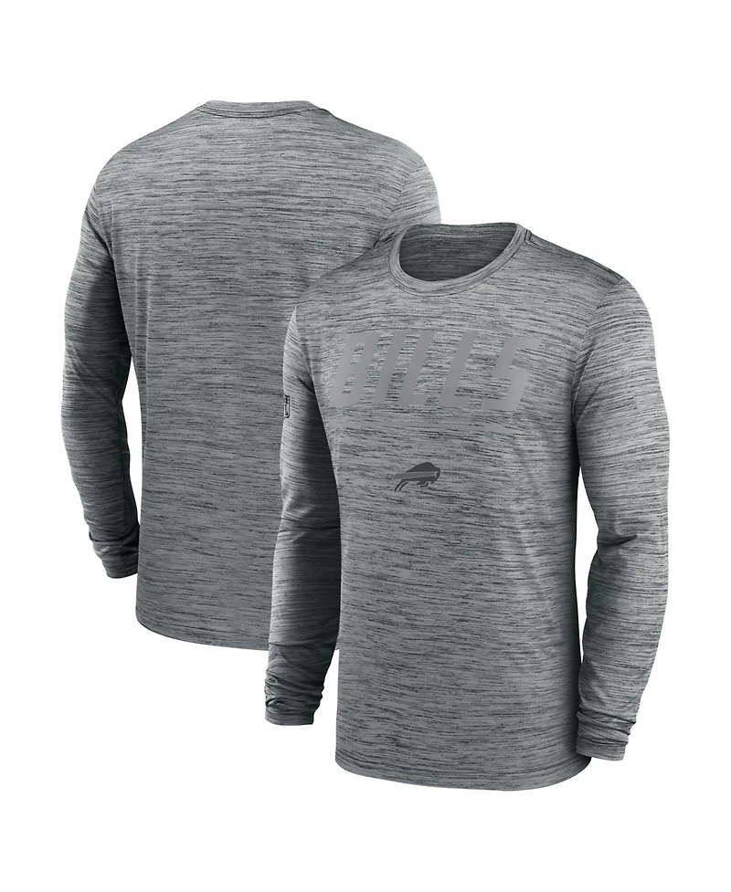 Nike Men's Gray Buffalo Bills Sideline Offensive Transition Velocity Dri-fit Long Sleeve T-Shirt