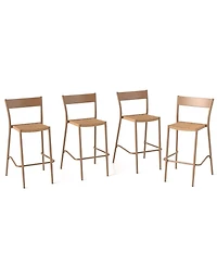 Slick blueOutdoor Bar Stools Set of 4 Rattan Seat Metal Back Design