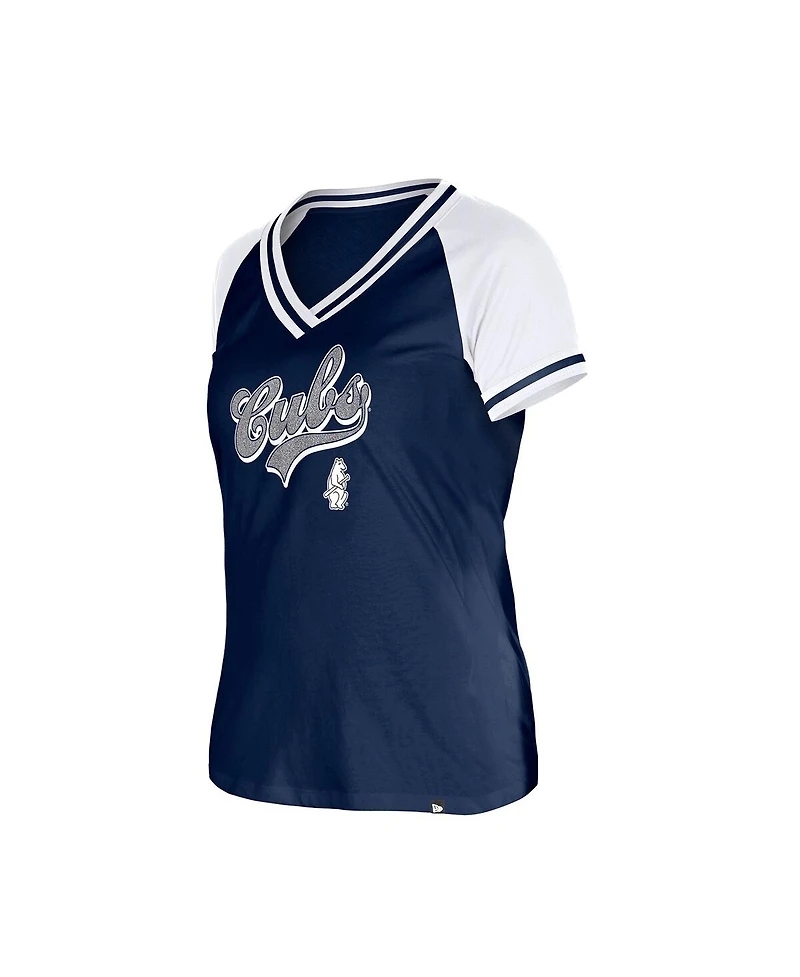 New Era Women's Navy Chicago Cubs Gameday V-Neck T-Shirt