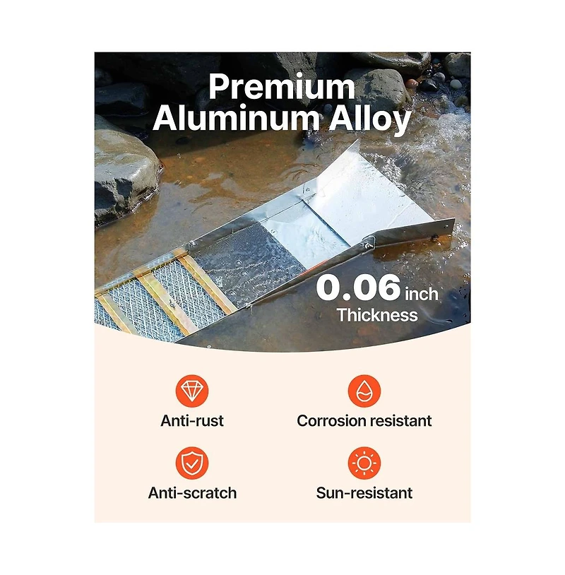 Sugift Folding Aluminum Sluice Box 50 inch Compact Portable Panning Equipment