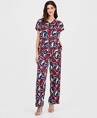 Anne Klein Women's Printed Pull-On Wide-Leg Pants