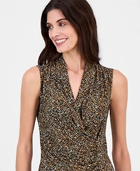 Anne Klein Women's Shirred Surplice Neck Sleeveless Top