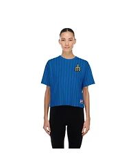 New Era Women's Royal Seattle Mariners City Connect Throwback Meshback Pinstripe Boxy T-Shirt