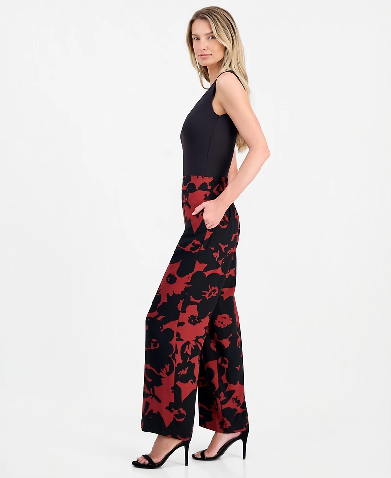 Anne Klein Women's Printed High Rise Pull-On Pants