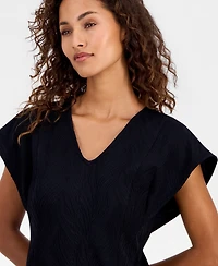 Anne Klein Petite Knit V-Neck Flutter Short-Sleeve Top