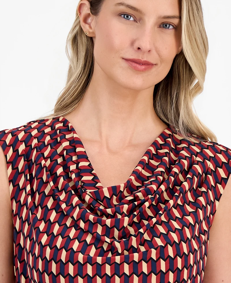 Anne Klein Women's Printed Cowlneck Sleeveless Top