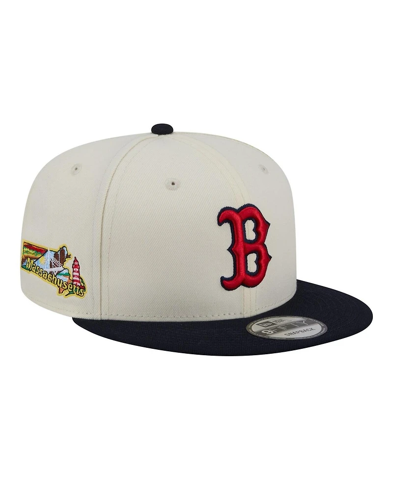 New Era Men's Cream/Navy Boston Red Sox Localized 9FIFTY Snapback Hat