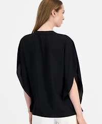 Anne Klein Petites V-Neck Flutter-Sleeve Princess-Seam Blouse