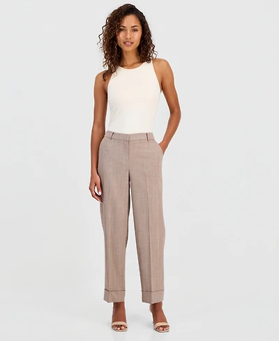 Anne Klein Women's High Rise Cuffed Straight-Leg Pants