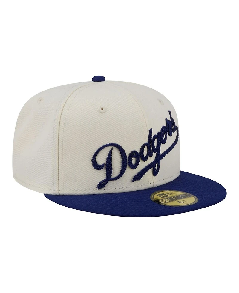 New Era Men's Cream Los Angeles Dodgers Two-Tone Stitch 59FIFTY Fitted Hat