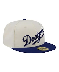 New Era Men's Cream Los Angeles Dodgers Two-Tone Stitch 59FIFTY Fitted Hat