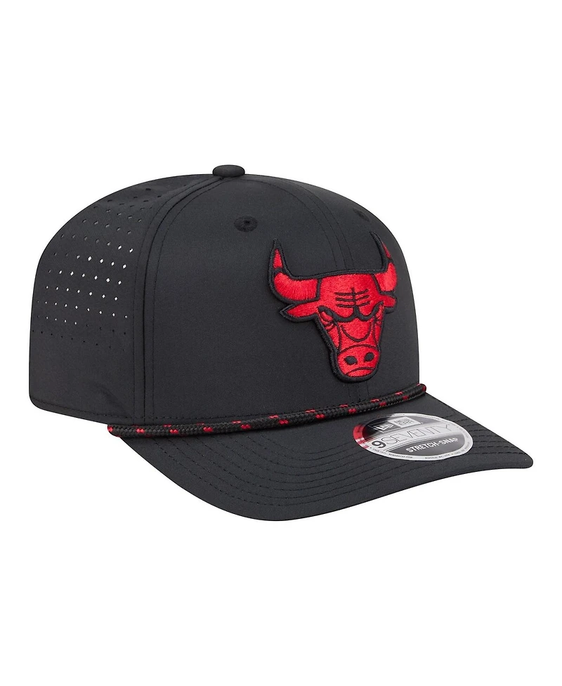 New Era Men's Black Chicago Bulls Sport Rope Vented Stretch-Snap 9SEVENTY Hat