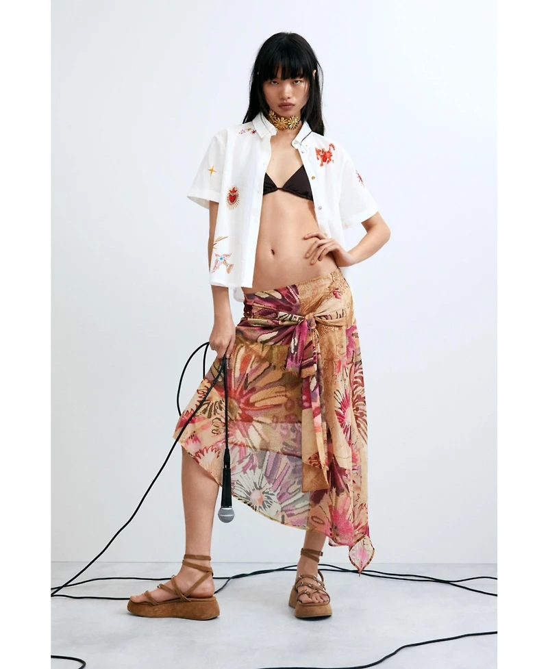 Desigual Women's Printed Midi Skirt
