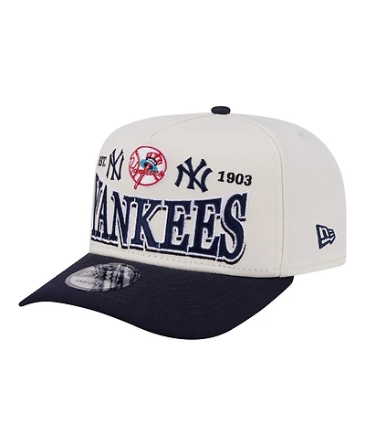 New Era Men's Cream New York Yankees Throwback Tri-Hit A-Frame 9FIFTY Adjustable Hat