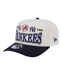 New Era Men's Cream New York Yankees Throwback Tri-Hit A-Frame 9FIFTY Adjustable Hat