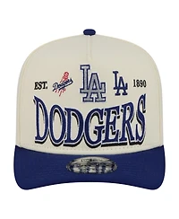 New Era Men's Cream Los Angeles Dodgers Throwback Tri-Hit A-Frame 9FIFTY Adjustable Hat
